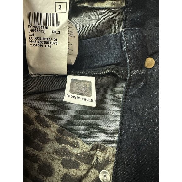 Roberto Cavalli Women's Size 42 Skinny Fit Coated Jeans Pants Mid Rise Black New - Picture 14 of 16